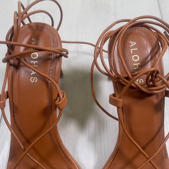 Alohas Women's 38 Bellini Sandal Heel Strappy Leather - Picture 3 of 9